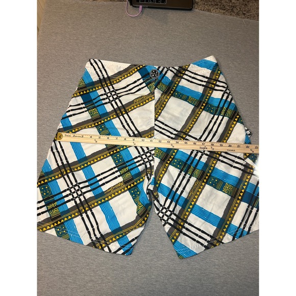 Maui and Sons Mens Plaid Board Shorts Swim Trunks Blue Yellow Black Size 34 - Picture 8 of 10